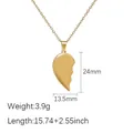 Vista detallada del collar con colgante de corazón dorado con dimensiones y peso - Collar Costura Corazón / Dorado