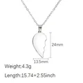 Tabla de tallas del collar de corazón plateado con 24mm de altura y peso de 4,3g - Collar Costura Corazón / Color acero