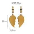 Pendientes de corazón en acero inoxidable dorado con medidas de 24mm y 13,5mm - Pendientes Costura Corazón / Dorado