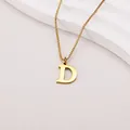 Elegant gold plated stainless steel box chain necklace with a letter D pendant - Letter D (BJGN0271) / Gold