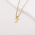 Elegant gold plated stainless steel box chain necklace with initial F pendant for women - Letter F (BJGN0271) / Gold