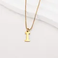 Polished gold stainless steel box chain necklace with uppercase letter I pendant - Letter I (BJGN0271) / Gold