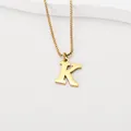 Minimalist gold-plated stainless steel necklace with a polished letter K pendant - Letter K (BJGN0271) / Gold