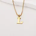 Elegant gold-plated stainless steel necklace featuring a polished letter L pendant - Letter L (BJGN0271) / Gold