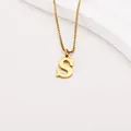 Minimalist gold plated stainless steel necklace featuring a bold letter S pendant - Letter S (BJGN0271) / Gold