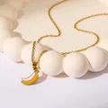 Golden stainless steel necklace featuring a cute yellow and white enamel banana pendant - Banana