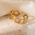Vintage 18K gold plated stainless steel open bangle with hammered texture finish - Circular Chain Open Style (#0259)