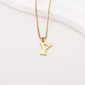 Golden stainless steel box chain necklace featuring a minimalist letter Y pendant - Letter Y (BJGN0271) / Gold