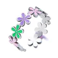 Anillo ajustable de acero inoxidable con flores de esmalte de colores vivos - Estilo de Flor de Cinco Pétalos de Colores (BJGR0959) / Color acero