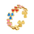 Anillo ajustable de acero inoxidable dorado con corazones de colores rojo y azul - Estilo de Corazón de Colores (BJGR0956) / Dorado