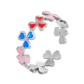 Anillo ajustable de acero inoxidable plateado con tréboles y corazones de esmalte de colores - Estilo de Corazón de Colores (BJGR0956) / Color acero