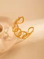 Vintage golden sun flower cuff bracelet with geometric hollow interlaced rings - Geometric Hollow Wide Style / Gold