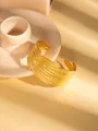 Golden sun-inspired cuff bracelet with intricate feather texture and open design - Feather Layered Texture Style