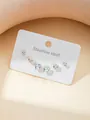 Set of six gold stainless steel stud earrings with square-cut clear crystals - Square Rhinestone Studs Set (BJGE0298)