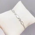 Bracciale regolabile in argento con pannelli in madreperla e maglie a G circolari - Argento