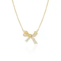 Collier nœud doré élégant pour femme avec pendentif en zircon blanc brillant sur chaîne fine - Collier Nœud (HS1957-1)