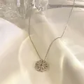 Collana a cuore pieghevole in argento con micro cristalli a forma di quadrifoglio - Argento X194
