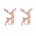 Eleganti orecchini a lobo a forma di renna placcati in oro rosa con silhouette di cervo - Oro rosa