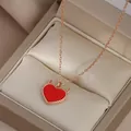 Rose gold clavicle necklace with red devil-heart pendant in a luxury jewelry box - Rose Gold