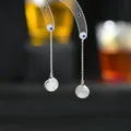 Orecchini a pendente in argento con zirconi blu e ciondoli a forma di gatto - Stile Nappina Lunga Gatto (ED62129) / Argento