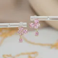 Eleganti orecchini a farfalla rosa con cristalli di zircone e finitura dorata - Stile Farfalla Goccia d'Acqua (ED66537) / Oro Rosa