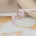 Macro di orecchini a farfalla in argento con cristalli rosa su supporto in acrilico - Stile Farfalla Goccia d'Acqua (ED66537) / Argento Rosa