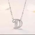 Collana con ciondolo lettera D in argento con zirconi cubici a baguette e pietre rotonde - Lettera D (XL60392-D) / Argento