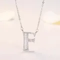Collana con ciondolo lettera F in argento con pavé di diamanti e cristalli di zircone - Lettera F (XL60392-F) / Argento