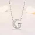 Collier avec pendentif lettre G en argent orné de zircons brillants sur une chaîne fine - Lettre G (XL60392-G) / Argent