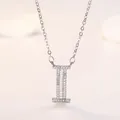 Élégant collier argenté orné d'un pendentif lettre I pavé de pierres de zircon - Lettre I (XL60392-I) / Argent