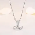 Collier avec pendentif lettre L argenté serti de zircons et pierres taille baguette - Lettre L (XL60392-L) / Argent
