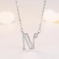 Collier en argent avec lettre N orné de cristaux de zircone brillants pour femme - Lettre N (XL60392-N) / Argent