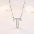 Collier argenté avec pendentif lettre T serti de zircones cubiques et micro-pavé - Lettre T (XL60392-T) / Argent