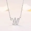 Élégant collier argenté avec un pendentif en forme de lettre W serti de cristaux - Lettre W (XL60392-W) / Argent