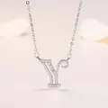 Collier personnalisé en argent avec pendentif lettre Y et zircons cubiques scintillants - Lettre Y (XL60392-Y) / Argent
