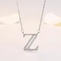 Collier avec pendentif lettre Z en argent serti de pierres rondes et baguettes - Lettre Z (XL60392-Z) / Argent