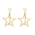 Pendientes dorados con estrella, corazón, diamantes de imitación blancos y perlas finas - Estilo Estrella Corazón Dorado (NXE00220)