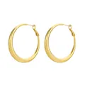 Close-up of golden teardrop hoop earrings with elegant sandblasted matte texture finish - Frosted Large Round Hoop Style (NXE00215)