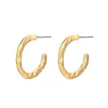 Classic golden C-shaped hoop earrings with hammered metal texture for women - Hammered C-Shape Style (NXE00243)