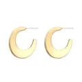 Classic gold matte finish crescent C-shaped hoop earrings with S925 silver studs - Matte Crescent Style (NXE00216)