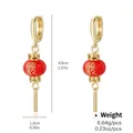 Boucles d'oreilles lanterne rouge classique avec caractère Fu pour le style festif - Style Lanterne Rouge Fortune (NCE02621)