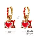 Boucles d'oreilles lanterne rouge classique avec pendentifs cœur gravés Good & Luck - Style Coeur Plein Strass (NCE01807)