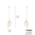 Classic gold-plated geometric abstract face line earrings with dimensions and weight info - Abstract Face Profile Line Long Style (NCE01585)