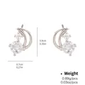 Macro detail of moon stud earrings with dimensions and weight in silver finish - Moon Shape Style (NCE01933)