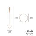 Detailed size measurement of rose gold geometric hoop and asymmetric chain earrings - Asymmetric Triangle Pendant Hoop Combo (NCE00696)