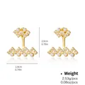 Detailed view of gold plated heart earrings with pearls and pavé cubic zirconia studs - Wave Pearl Geometric Style (NCE00864-1)