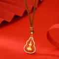 Colgante de calabaza en oro mate con diamantes brillantes y cordón tejido marrón - Estilo Pequeña Calabaza Diamantes Oro Mate (XL00319)