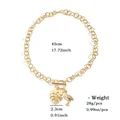 Golden chain necklace featuring tropical flamingo and monstera leaf charms with OT clasp - Flamingo Monstera Leaf Style (DNCN06400)