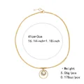 Detail view of brass gold-plated necklace with floral zircon pendant and pearl - Hollow Circular Pearl Floral Style (NCN00877) / Gold