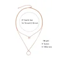 Minimalist double layer brass necklace with gold plating and cubic zirconia pendant - Double Layer Circle Minimalist Style (NCN00861) / Rose Gold